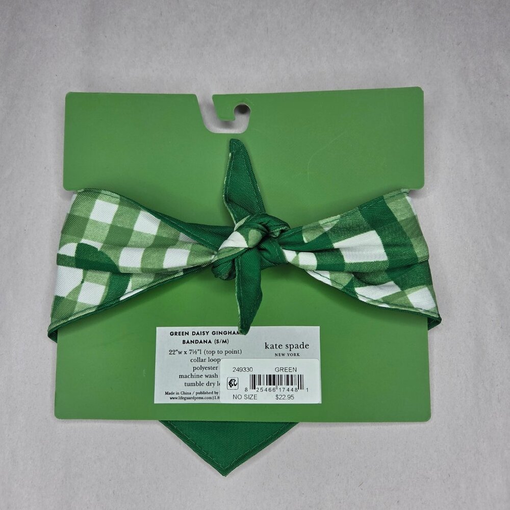 NWT Kate Spade Green Gingham Dog Bandana - Picture 2 of 2